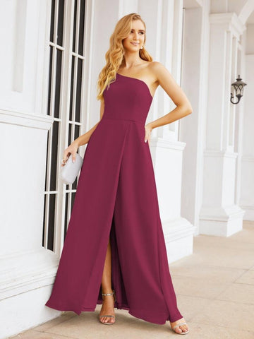 Numbersea Women's One Shoulder Formal Prom Gowns for Mother of The Bride Side Slit Bridesmaid Dresses 28052