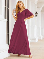 Numbersea Bridesmaid Dresses for Wedding Formal Evening Party Prom Gown with Cape 28050