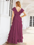 Ruffled Bridesmaid Dresses with Sleeves Long Formal Party Dress 28041 by numbersea