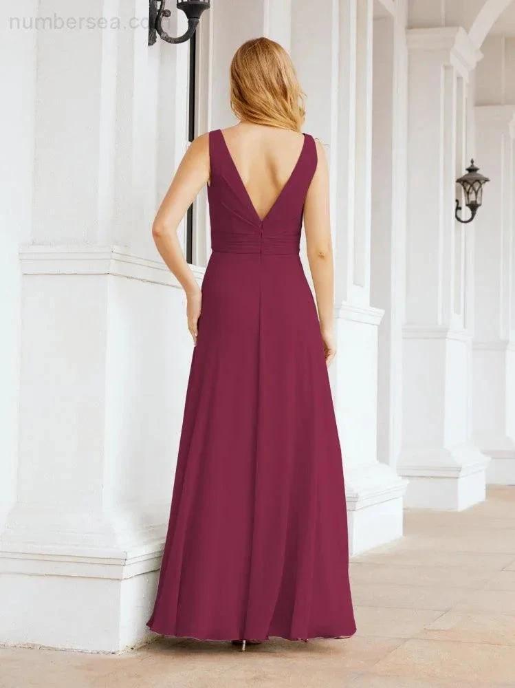 Numbersea Bridesmaid Dresses for Wedding Ruffles Long Formal Prom Gowns 28039 by numbersea
