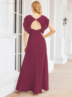Sunnderly Bridesmaid Dresses Cape Formal Prom Dress Open Back Gowns for Mother of The Bride SY28058 by numbersea