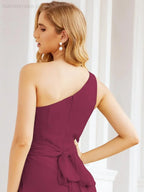 Numbersea One Shoulder Bridesmaid Dresses Long Formal Prom Gowns 28048
