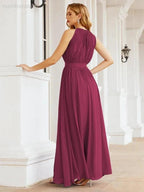 Numbersea Halter Bridesmaid Dress Empire Waist Formal Evening Prom Gown for Mother of The Bride 28030 by numbersea
