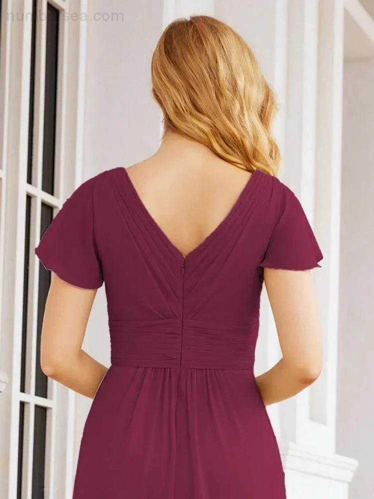 Numbersea Formal Prom Gowns for Mother of The Bride Cap Sleeves Bridesmaid Dress 28047 by numbersea