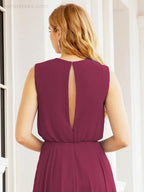 Numbersea Sleeveless Long Bridesmaid Dress A line Formal Evening Prom Gown 28025