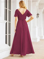 Numbersea Formal Prom Gowns for Mother of The Bride Short Sleeves Bridesmaid Dress 28049 by numbersea