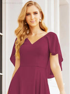 Numbersea Bridesmaid Dresses for Wedding Formal Evening Party Prom Gown with Cape 28050