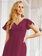 Numbersea Formal Prom Gowns for Mother of The Bride Cap Sleeves Bridesmaid Dress 28047 by numbersea