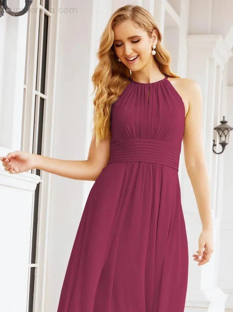 Numbersea Keyhole Bridesmaid Dresses Sleeveless Formal Evening Party Prom Gowns 28043 by numbersea