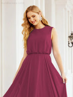 Numbersea Sleeveless Long Bridesmaid Dress A line Formal Evening Prom Gown 28025