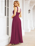 Numbersea Abiti da damigella incrociati con collo all'americana per festa, matrimonio, sera, ballo di fine anno, abiti lunghi da ballo 28053