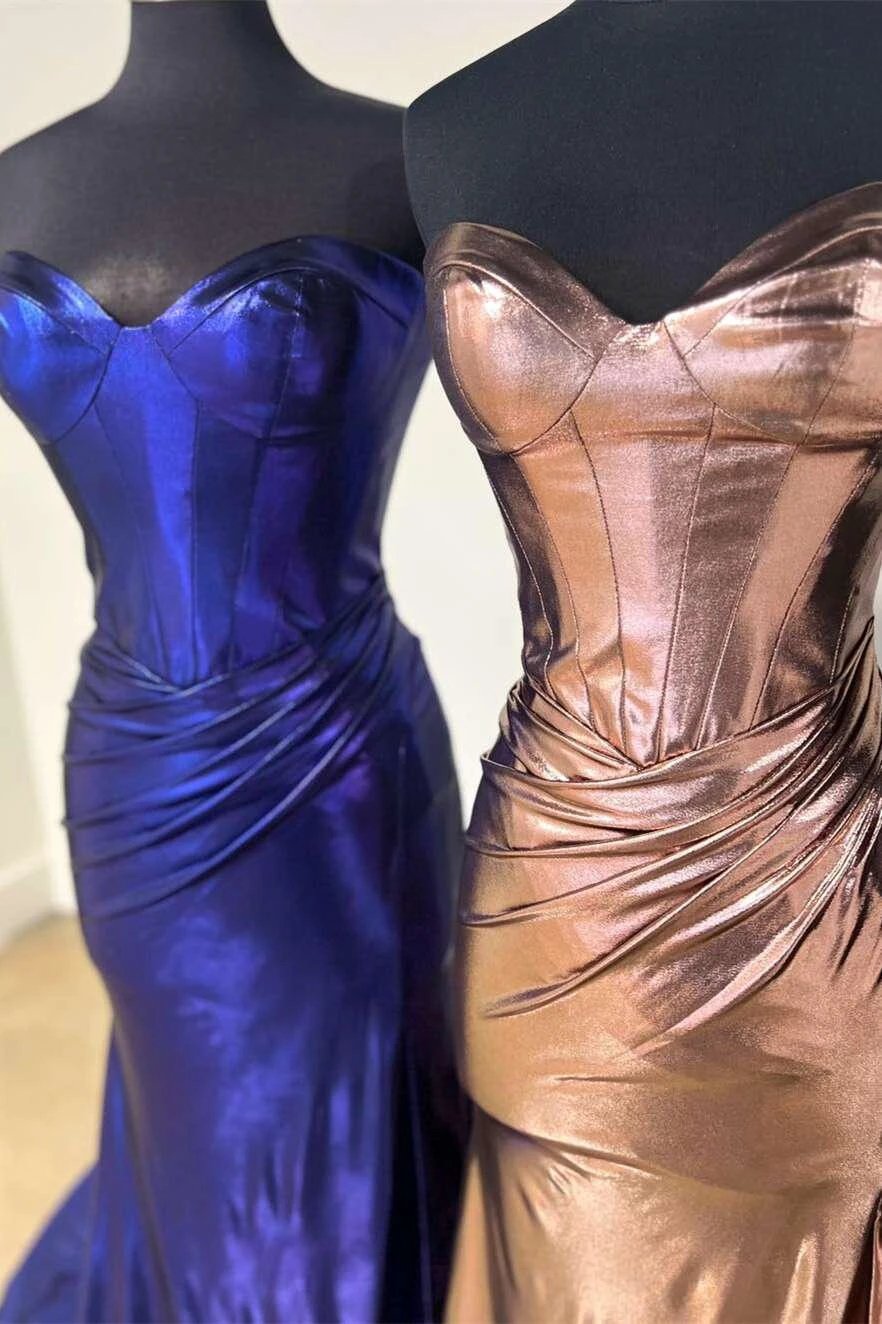 Niobe | Purple Strapless Mermaid Long Formal Dress With Split by KissProm