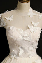 Champagne Lace Up Butterfly Appliques Tulle Homecoming Dresses by Cicinia