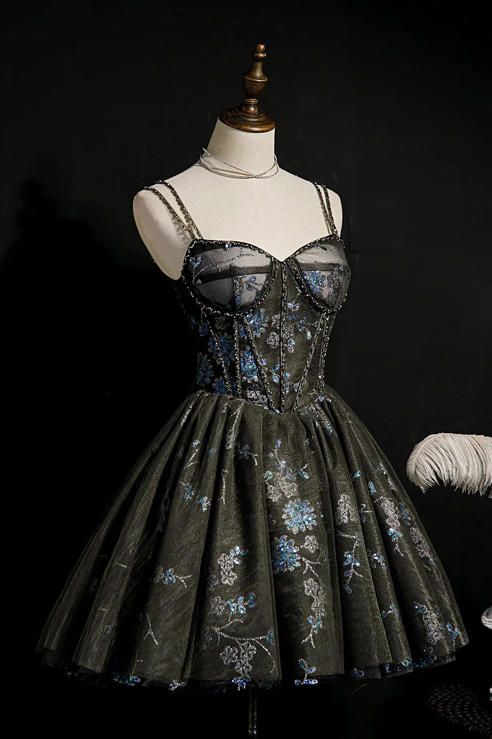 A-Line Sequins Lace Up Ball Gown Tulle Homecoming Dresses by Cicinia