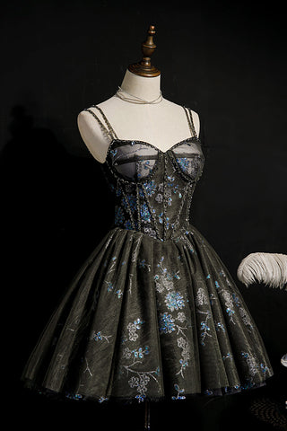 A-Linie Pailletten Schnürung Ballkleid Tüll Homecoming Kleider 