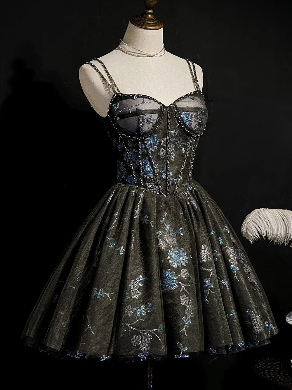 A-Line Sequins Lace Up Ball Gown Tulle Homecoming Dresses by Cicinia