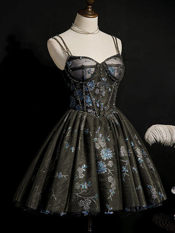 A-Linie Pailletten Schnürung Ballkleid Tüll Homecoming Kleider 