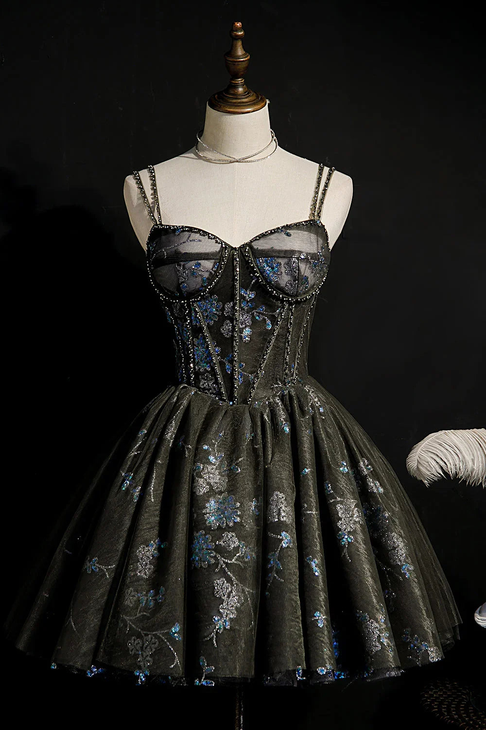 A-Line Sequins Lace Up Ball Gown Tulle Homecoming Dresses by Cicinia