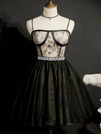 Chic Lace Spaghetti Straps Tulle Short Homecoming Dresses by Cicinia