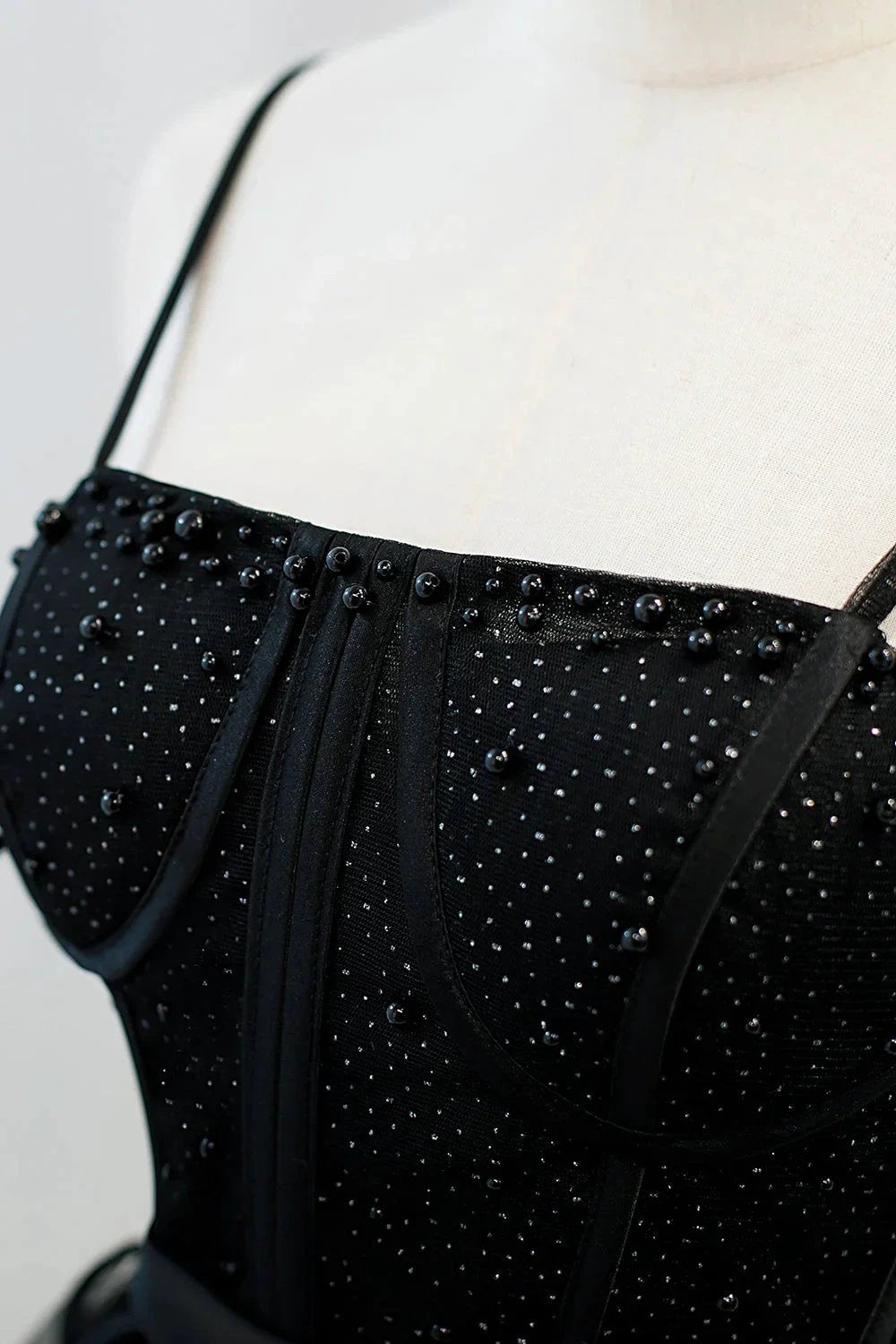Black Sequins Spaghetti Straps Tulle Short Homecoming Dresses by Cicinia