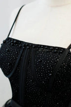 Black Sequins Spaghetti Straps Tulle Short Homecoming Dresses by Cicinia