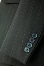 Double-Breasted Charcoal Pinstripe Wool Suit | Tailored Formal Groom & Business Suit by 男装