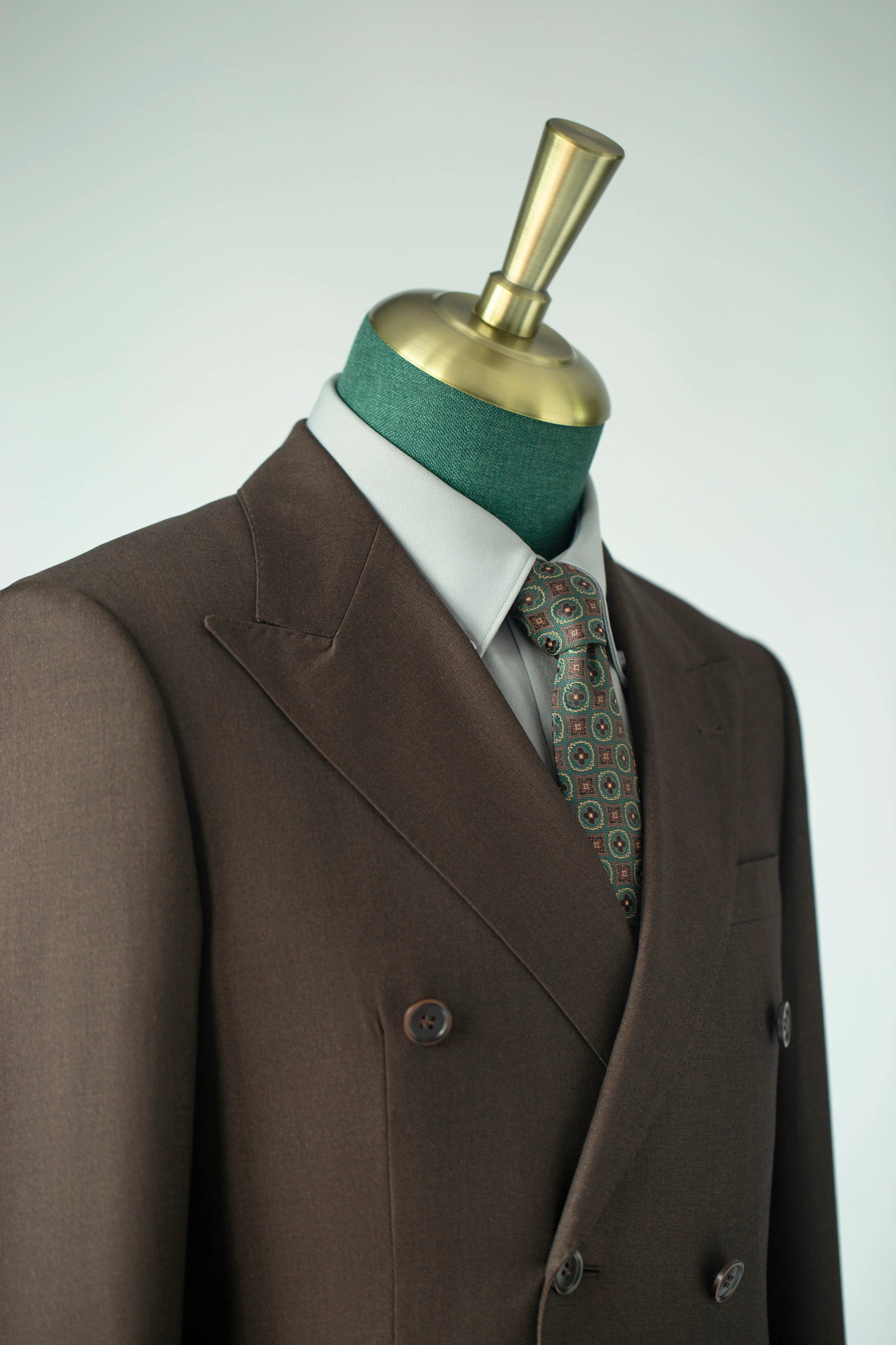 Double-Breasted Dark Brown Wool Suit | Tailored Formal Groom & Business Suit by 男装
