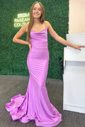 Adaline | Mermaid Cowl Neck Jersey Long Prom Dress by KissProm
