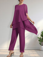 Separates Jumpsuit/Pantsuit Scoop Ankle-Length Chiffon Mother of the Bride Dress