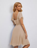 Numbersea U Back Homecoming Dress Formal Prom Dress Knee Length Short Sleeves Cocktail Party Dress 28077 by numbersea