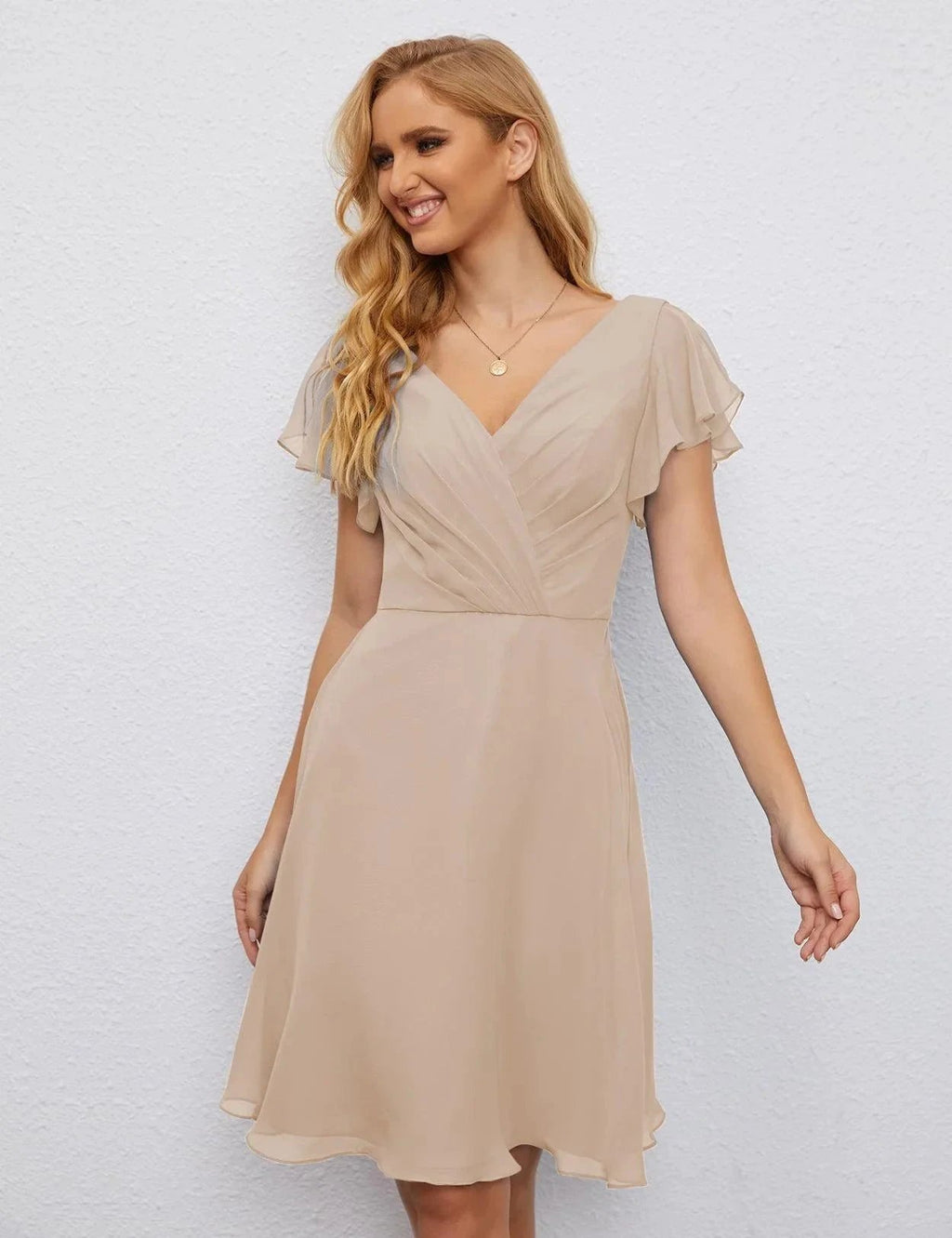Numbersea U Back Homecoming Dress Formal Prom Dress Knee Length Short Sleeves Cocktail Party Dress 28077 by numbersea