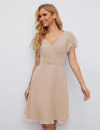 Numbersea U Back Homecoming Dress Formal Prom Dress Knee Length Short Sleeves Cocktail Party Dress 28077 by numbersea