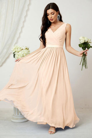 Women's Chiffon Long Bridesmaid Dresses A line Sleeveless Formal Prom Gown for Evening Party Homecoming Dresses 2808