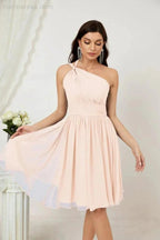 Numbersea Women Chiffon Short One Shoulder Bridesmaid Dress Formal Dresses for Party Homecoming 2804 by numbersea