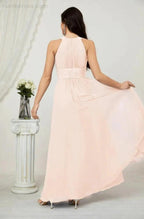 Numbersea Formal Party Gown Dress Chiffon Halter Long Sleeveless Bridesmaid Dresses 2802 by numbersea