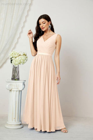 Women's Chiffon Long Bridesmaid Dresses A line Sleeveless Formal Prom Gown for Evening Party Homecoming Dresses 2808