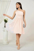 Numbersea Women Chiffon Short One Shoulder Bridesmaid Dress Formal Dresses for Party Homecoming 2804 by numbersea