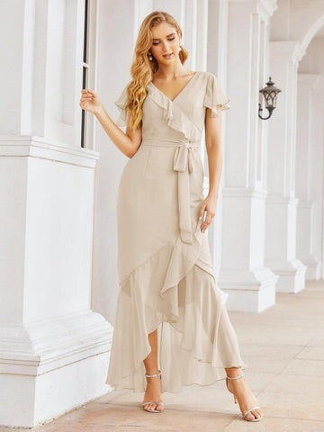 Numbersea Ruffled Bridesmaid Dresses Mermaid Formal Violin Evening Party Prom Gowns 28042