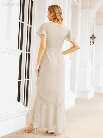 Numbersea Ruffled Bridesmaid Dresses Mermaid Formal Violin Evening Party Prom Gowns 28042