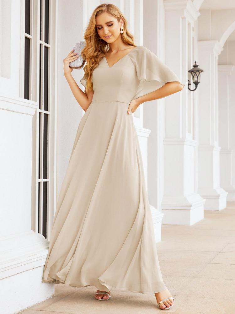 Numbersea Bridesmaid Dresses for Wedding Formal Evening Party Prom Gown with Cape 28050