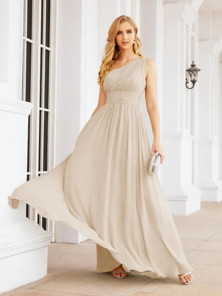 Numbersea Robes de demoiselle d'honneur longues maxi à une épaule pour soirée formelle, bal, fête 28061