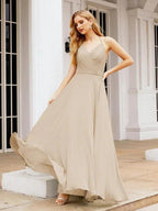 Numbersea Halter Chiffon Bridesmaid Dresses Wedding Appare Sleeveless Formal Prom Dress with Ruffled Back 28035 by numbersea