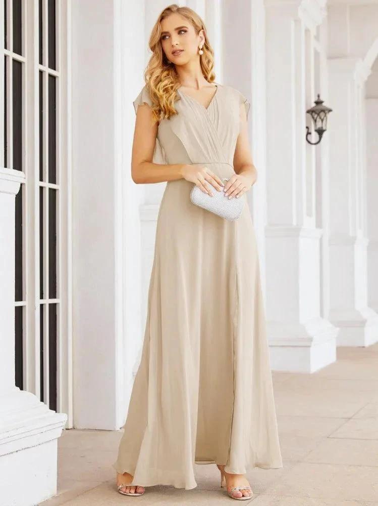 Sunnderly Bridesmaid Dresses Cape Formal Prom Dress Open Back Gowns for Mother of The Bride SY28058 by numbersea