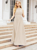 Numbersea Halter Bridesmaid Dress Empire Waist Formal Evening Prom Gown for Mother of The Bride 28030 by numbersea
