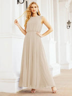 Numbersea Sleeveless Long Bridesmaid Dress A line Formal Evening Prom Gown 28025
