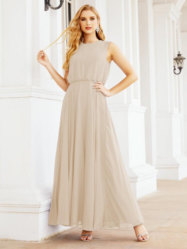 Numbersea Sleeveless Long Bridesmaid Dress A line Formal Evening Prom Gown 28025