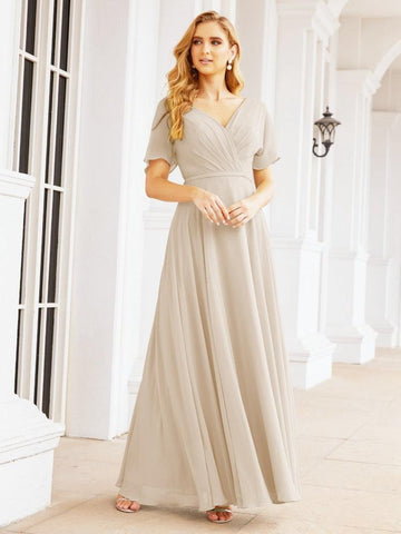 Numbersea Formal Prom Gowns for Mother of The Bride Short Sleeves Bridesmaid Dress 28049