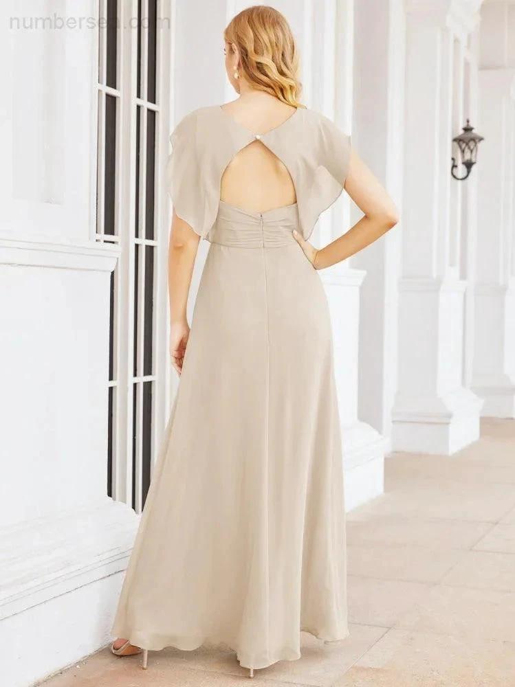 Sunnderly Bridesmaid Dresses Cape Formal Prom Dress Open Back Gowns for Mother of The Bride SY28058 by numbersea
