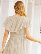 Bridesmaid Dresses with Flutter Sleeves Formal Evening Party Prom Gowns 28044 by numbersea