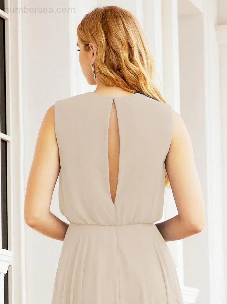 Numbersea Sleeveless Long Bridesmaid Dress A line Formal Evening Prom Gown 28025